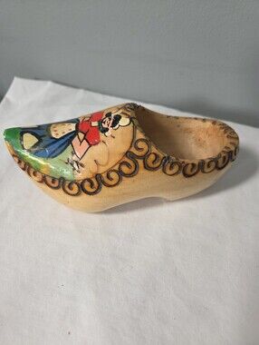 Dutch Wooden Shoes Vintage Hand Carved Painted Clogs Wall Art Made In Holland